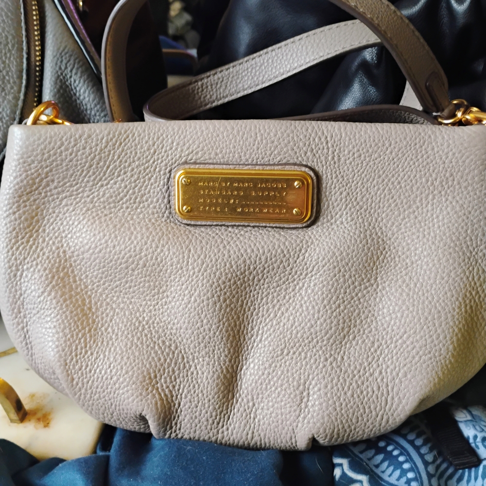 Marc by Marc Jacobs Tan Crossbody Bag with Gold Accents